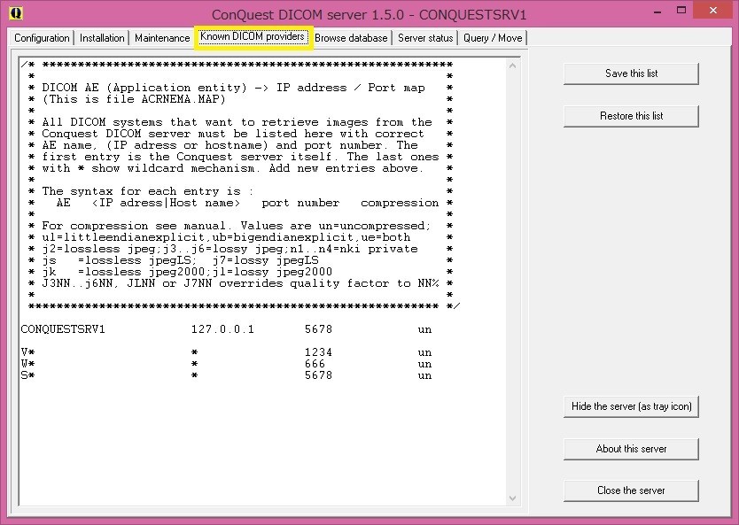 「Known DICOM Providers」