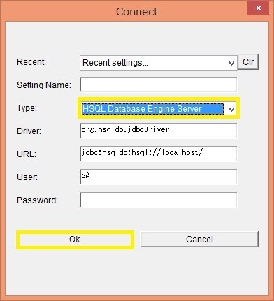 データベースのモードの選択