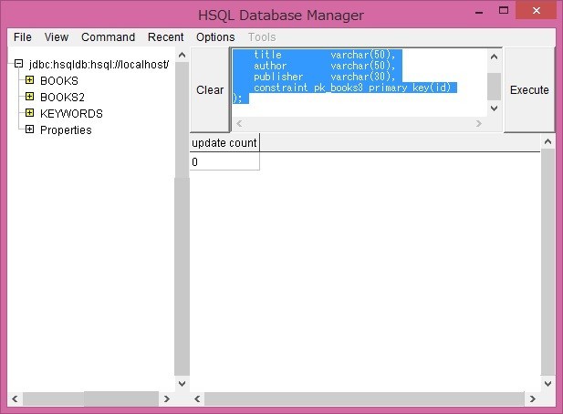 「books3.sql」ファイルの読み込み