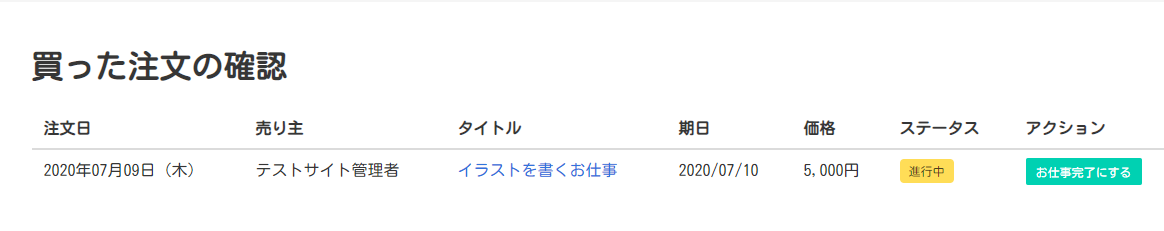 買った注文の確認