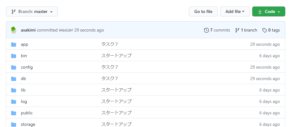 ご自分のGitページを確認して下さい