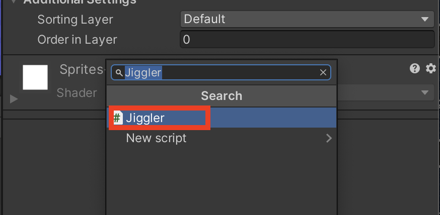 「Jiggler」スクリプトを追加