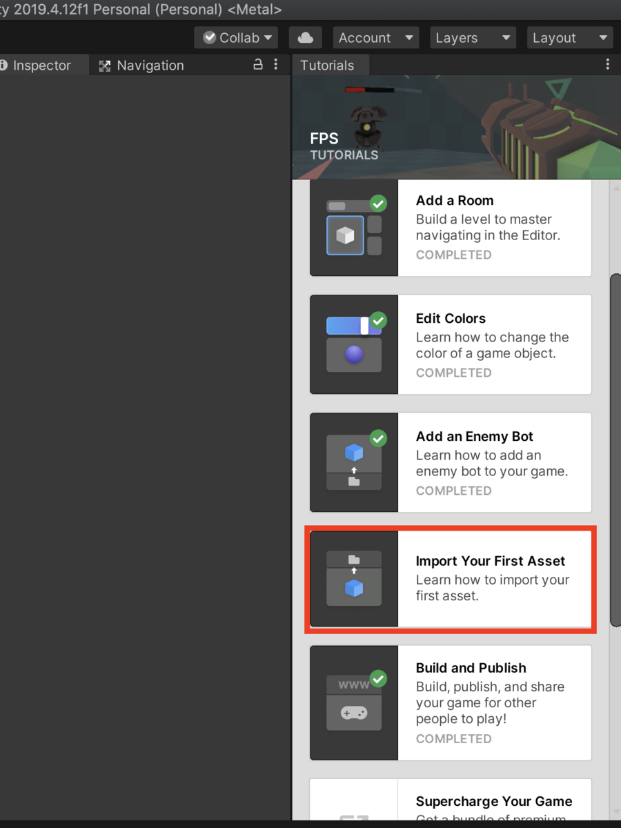 f:id:MrRadiology:20201020120246p:plain 「Import Your First Assets」