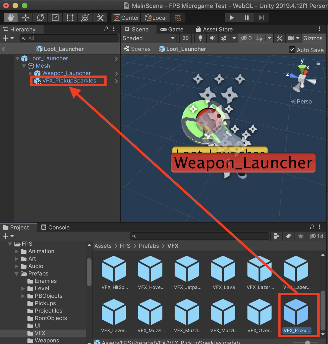 f:id:MrRadiology:20201024180041p:plain 階層のLoot_Launcherにドラッグアンドドロップ