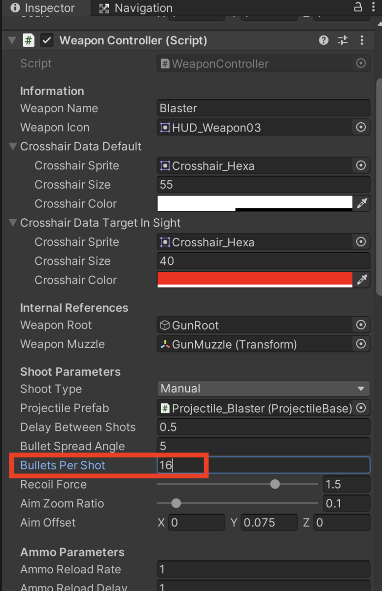Bullets per Shotを「16」