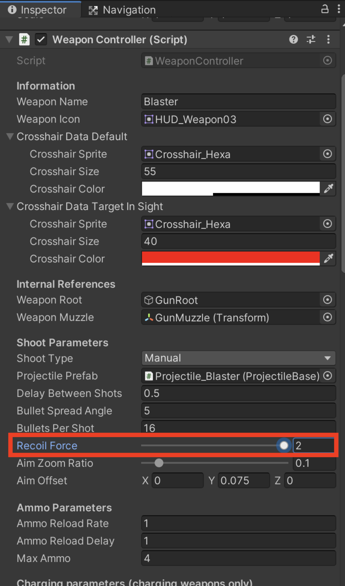 Recoil Forceを「2」