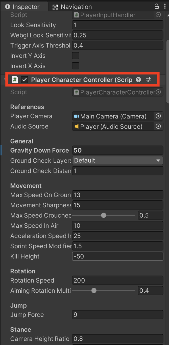 f:id:MrRadiology:20201026173948p:plain Player Character Controller(Script)