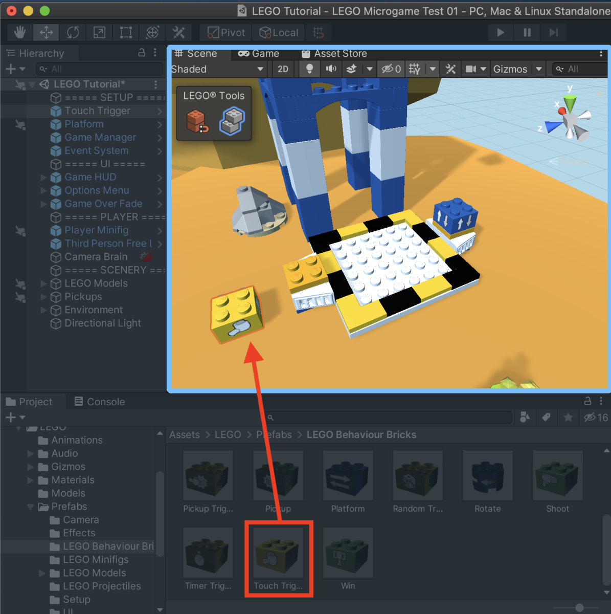 f:id:MrRadiology:20201101111328p:plain 「Touch Trigger brick」をシーンにドラッグ&ドロップ