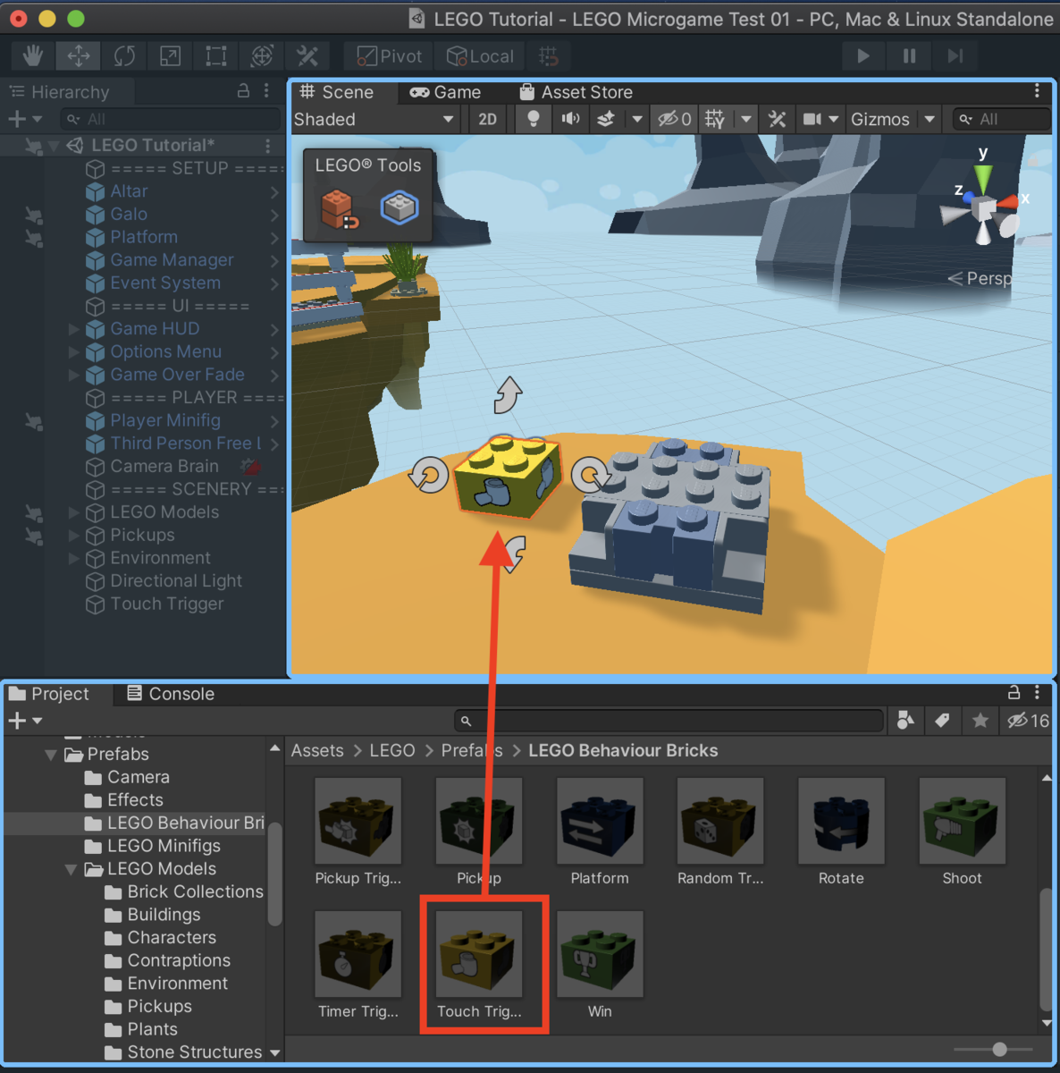 f:id:MrRadiology:20201103083203p:plain 「Touch Trigger」プレハブをシーンにドラッグ&ドロップ