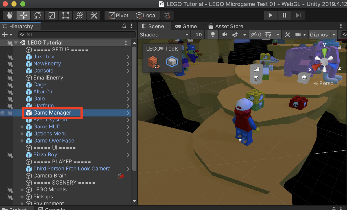 f:id:MrRadiology:20201109150301p:plain 「Game Manager」オブジェクトを見つけて選択