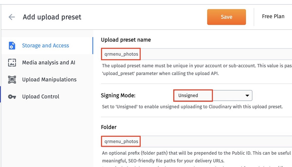 Signing Modeを「unsigned」に変更