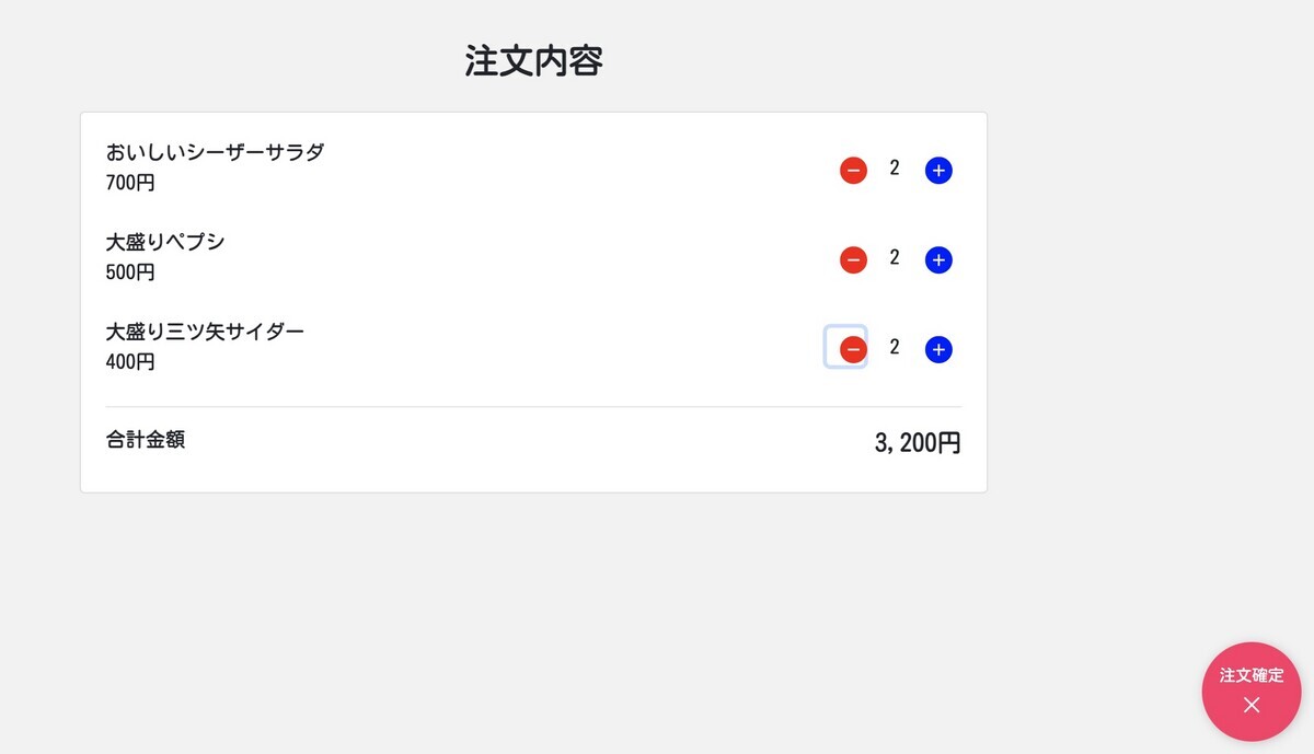 アイテム数の増減