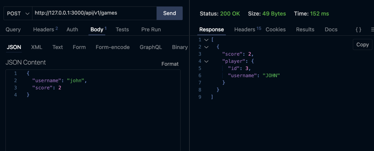 POSTステータスOK
