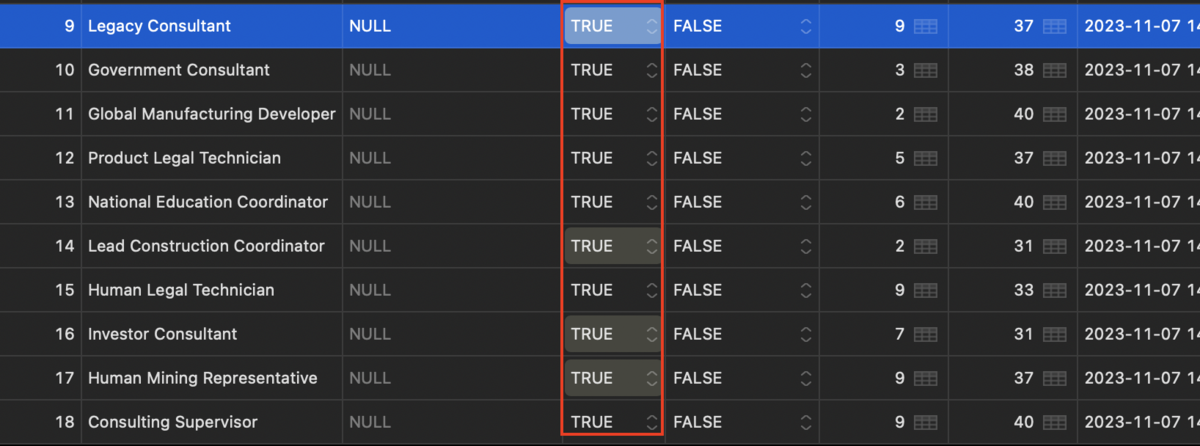 activeカラムをtrueに変更