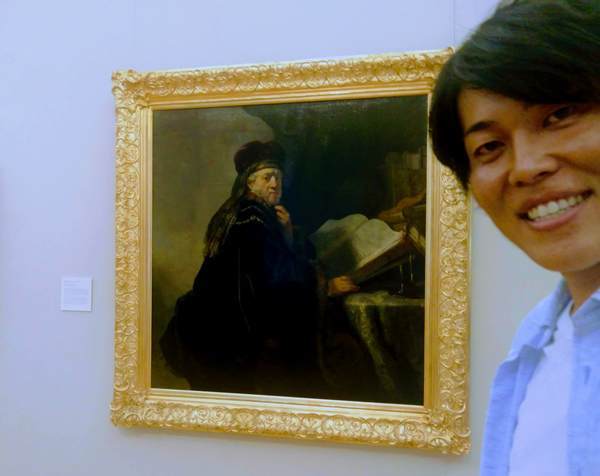 レンブラントの絵画と記念撮影