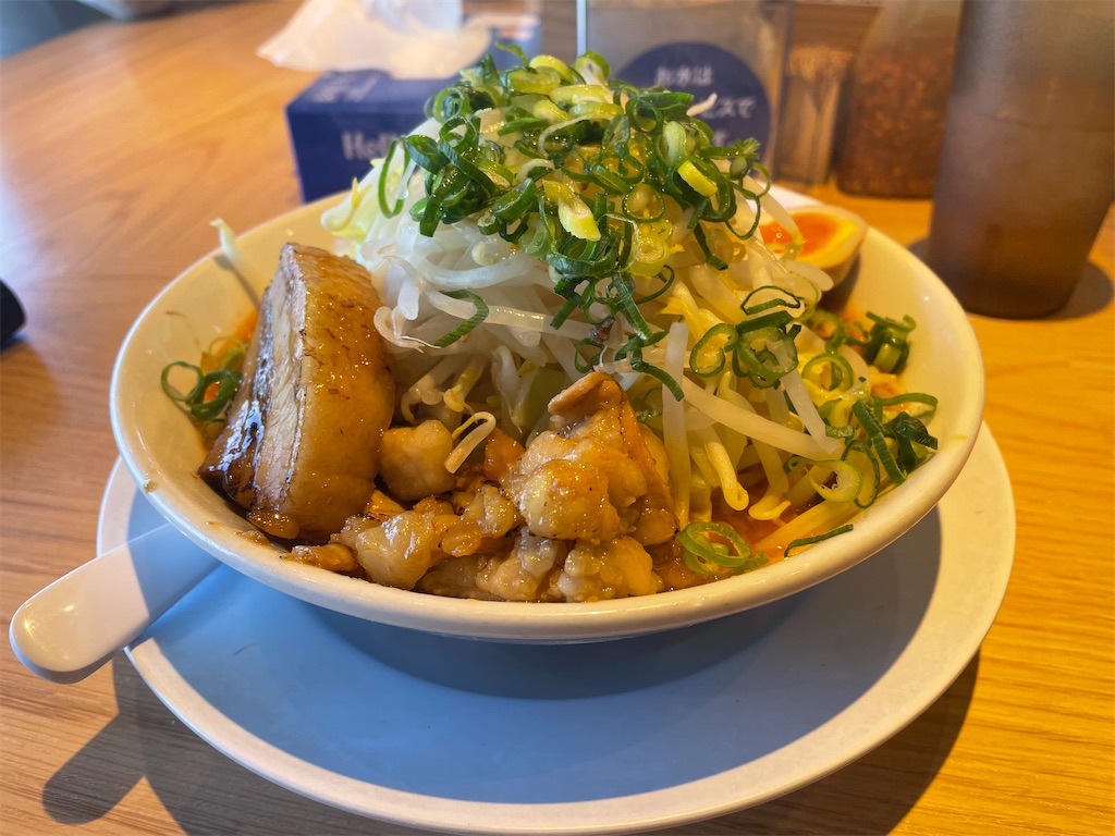 麺屋しずるの味噌ラーメン山のように盛られたもやしの写真