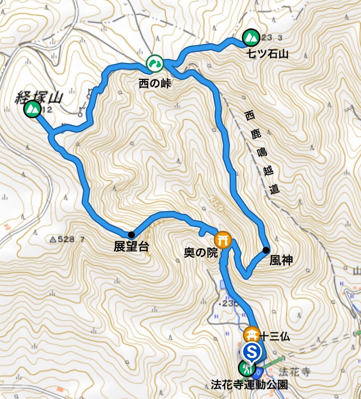 経塚山〜七ツ石山(鹿鳴越連山)】法花寺から周回ルート。ミヤマキリシマ