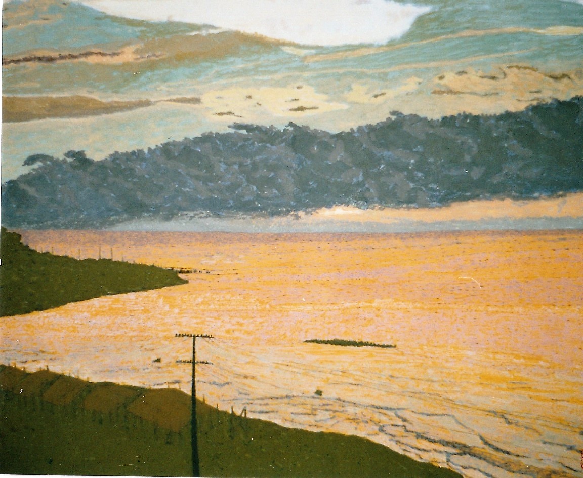 晩夏の五智海岸の夕暮れ 小池至夫水彩画 通称ガッシュ の世界