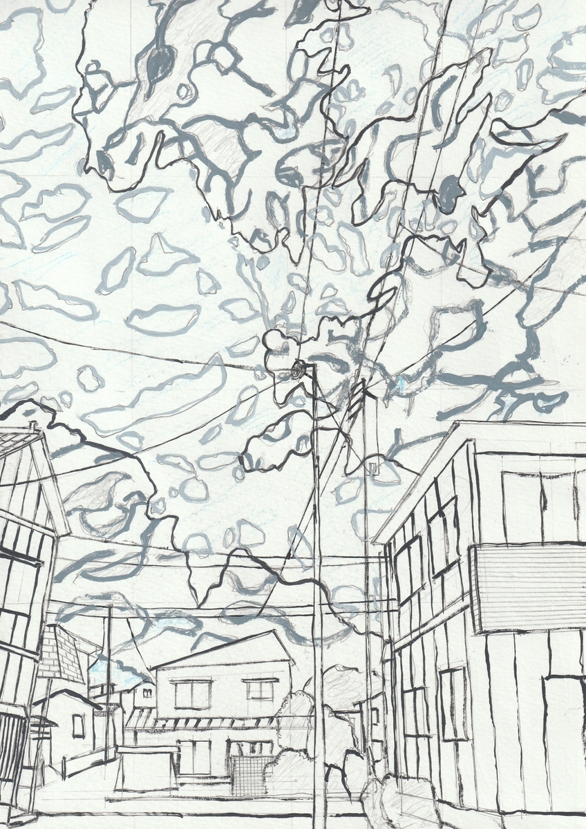 雲のごとく(絵筆の下描き) - 小池至夫水彩画(通称ガッシュ)の世界