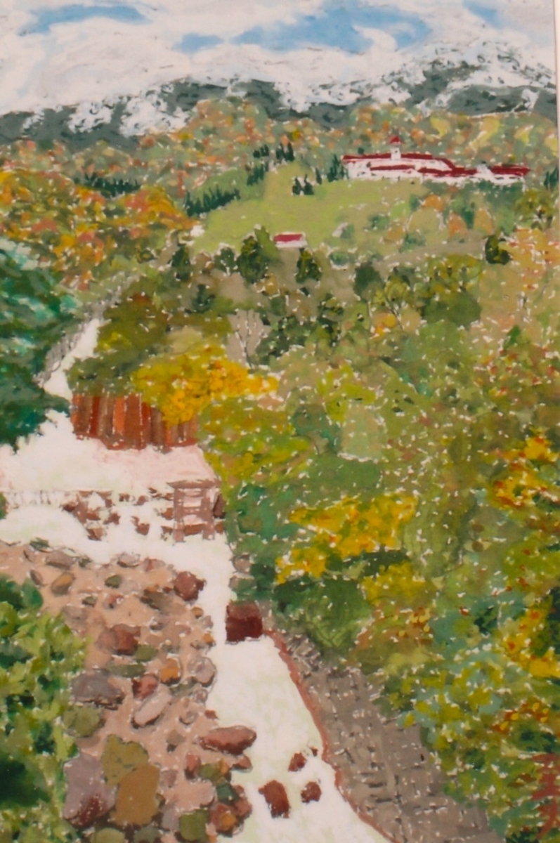 赤倉の秋と彩る赤い屋根 - 小池至夫水彩画(通称ガッシュ)の世界