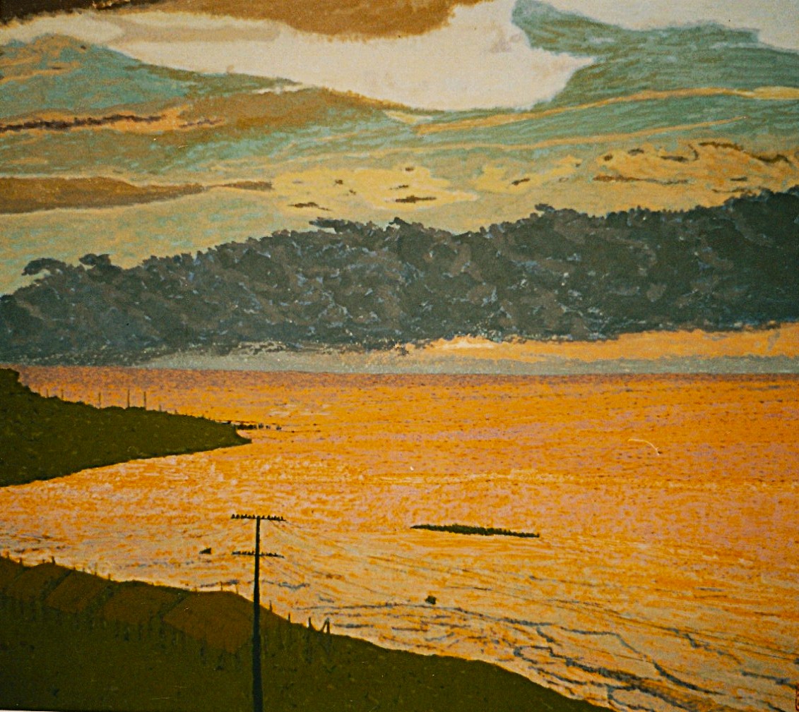 晩夏の五智海岸の夕ぐれ - 小池至夫水彩画(通称ガッシュ)の世界