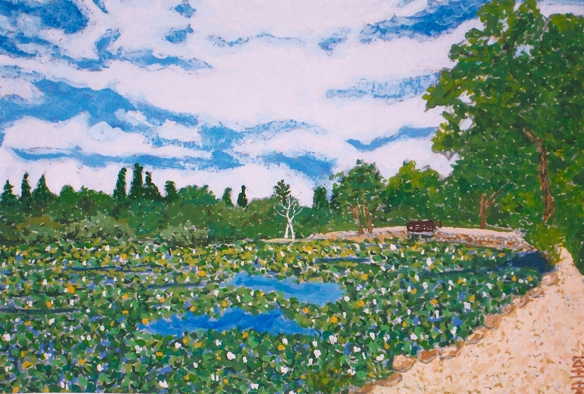 いもり池の夏 - 小池至夫水彩画(通称ガッシュ)の世界