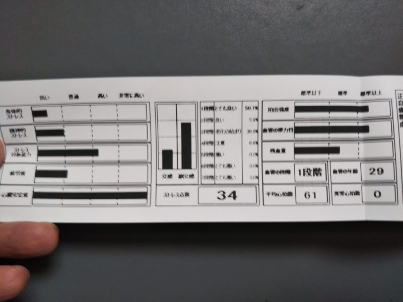 血管年齢測定結果その1。