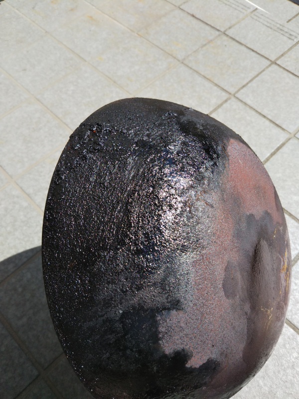中華鍋の焦げ付き。
