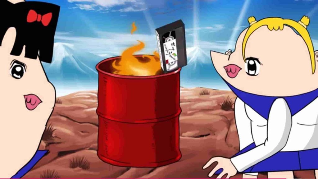 ＶＨＳビデオの焼却を嬉しそうに見つめる八ミリビデオ