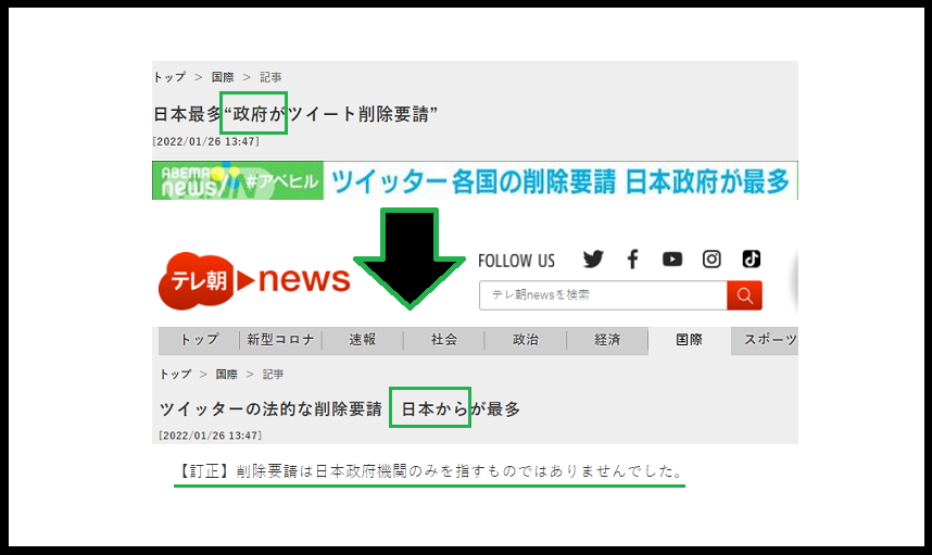 Twitterツイート削除日本政府ではなく日本から