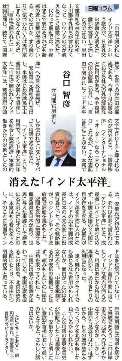 元内閣参与の谷口智彦