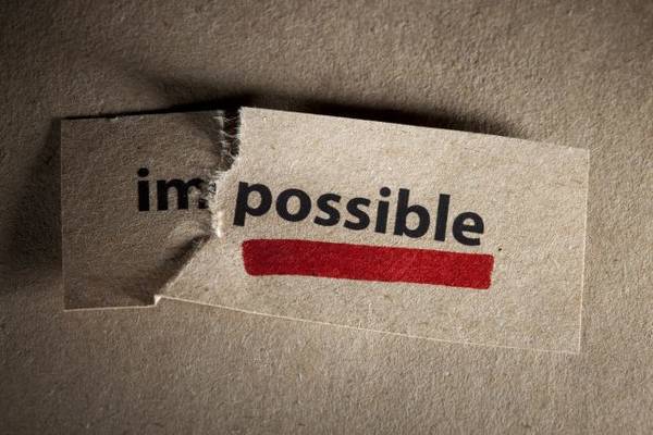 Word impossible transformed into possible. Motivation philosophy concept