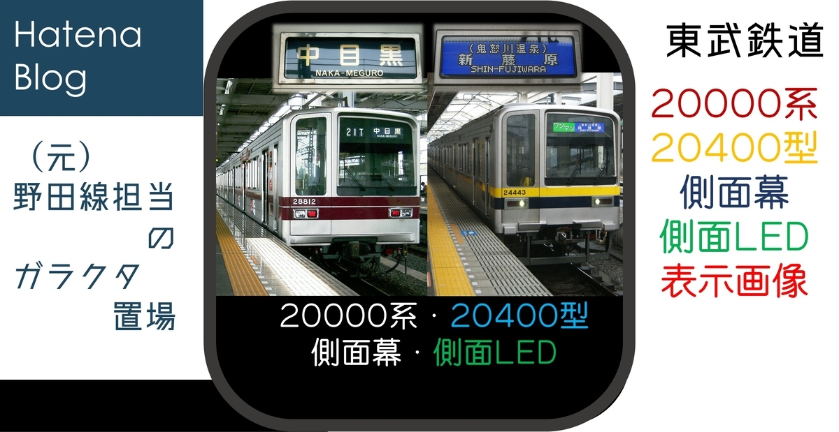 20000系 側面表示幕 20000系・20400型の側面表示 - (元)野田線担当のガラクタ置場
