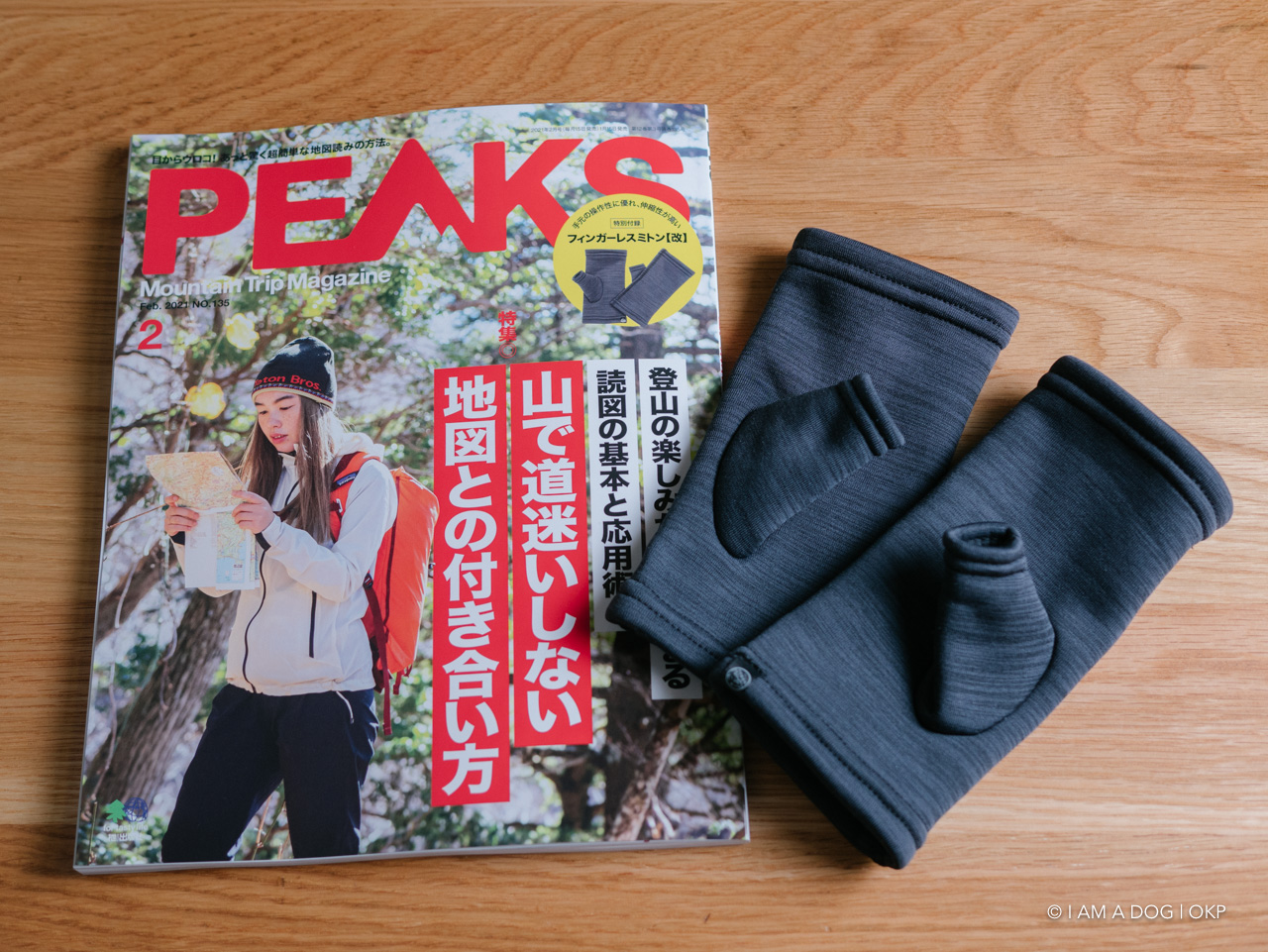 PEAKS 2021年2月号の付録 フィンガーレスミトン【改】が冬の撮影