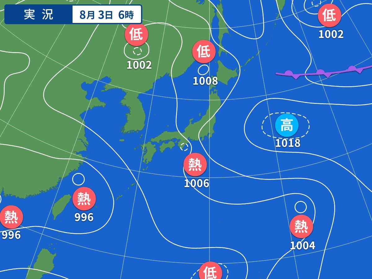 2021年8月3日6:00の天気図