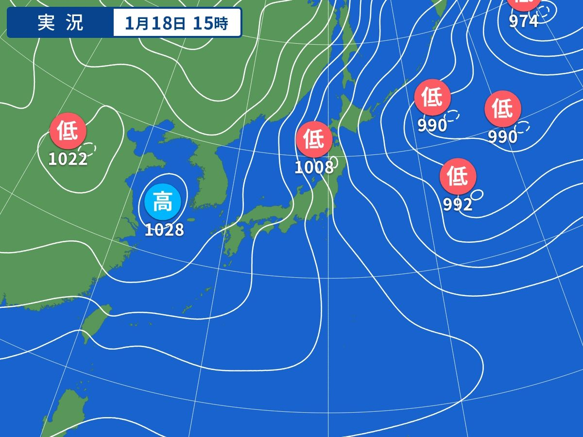 2022年1月18日の天気図