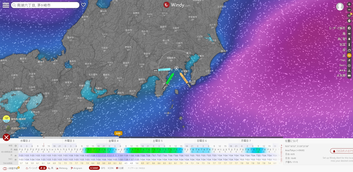 2022年11月4日の湘南周辺のうねり予報図