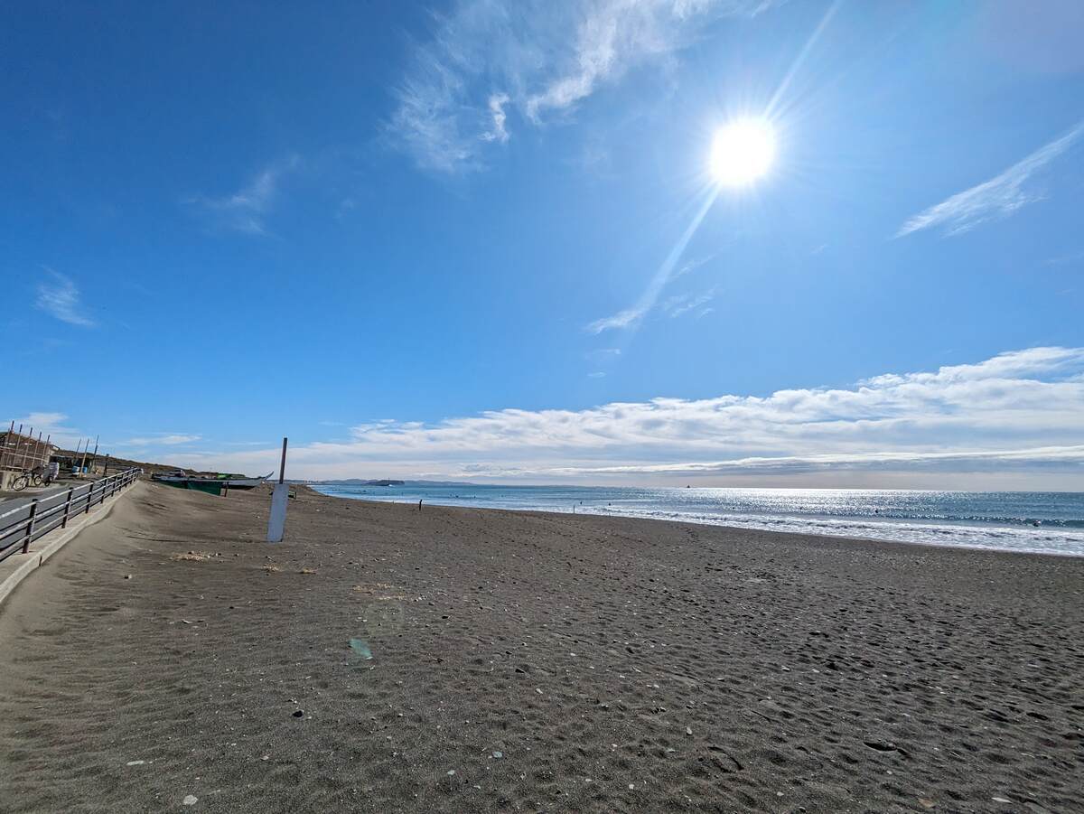 2024年2月16日午前10:31の茅ヶ崎サザンビーチ周辺