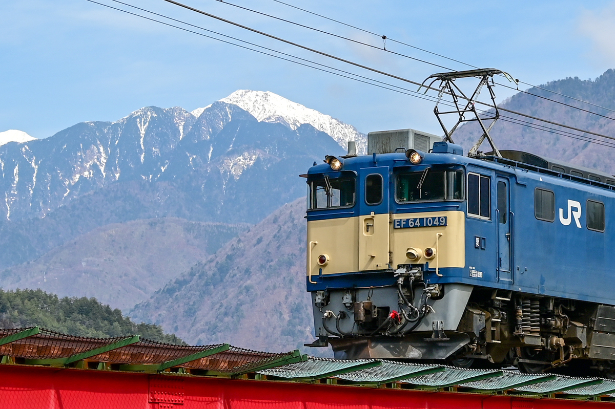 画像内容 中央西線 8084レ EF64-1037＋EF64-1020＋タキ14B 2024.1.17