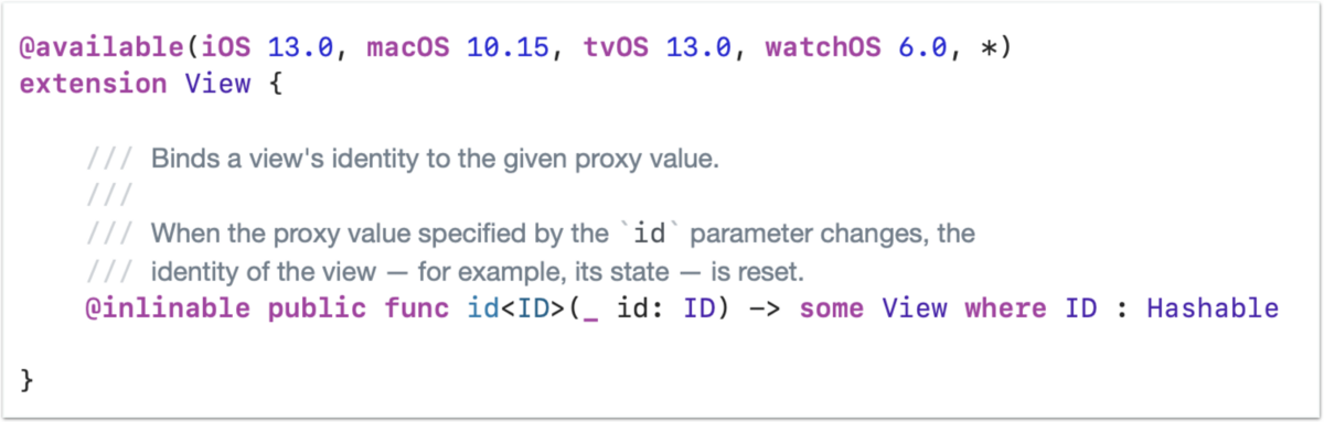 Apple公式リファレンスの、idメソッドについての説明