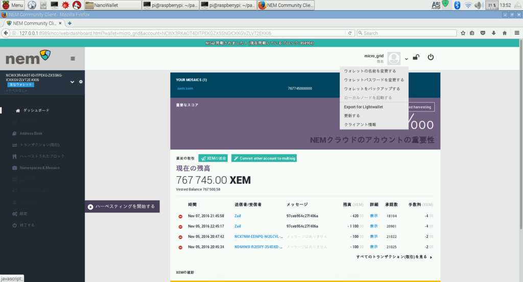 Nem Nano Wallet 導入方法 Walletのインポート方法 Nano Wallet Beta 1 1 11 黄金虫ブログ The Gold Bug