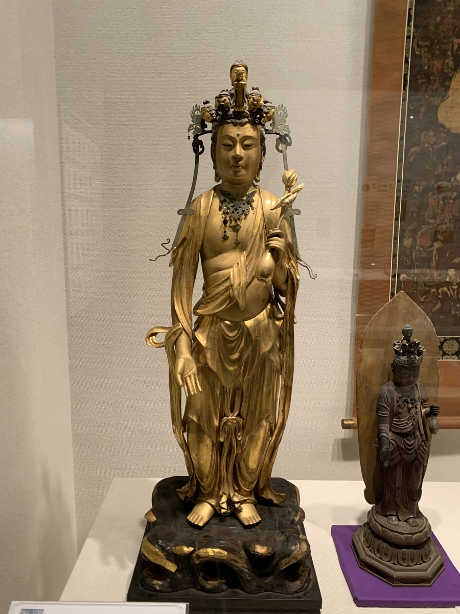 260205-3】唐時代 鍍金観音菩薩立像 鍍金仏金剛仏 箱付 中国仏教美術