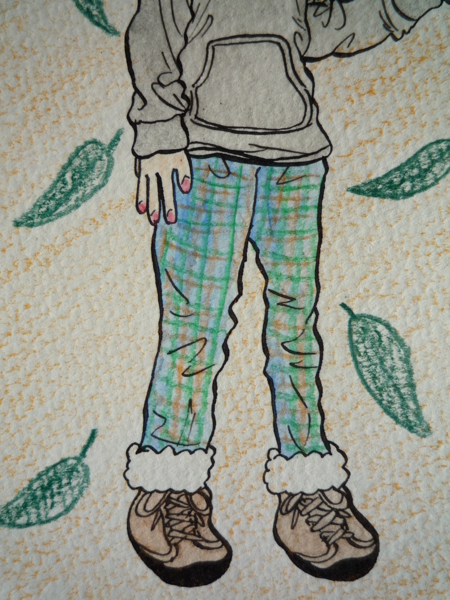 フード配色パーカ＆裾ボア付きパンツ♪（Color Version）