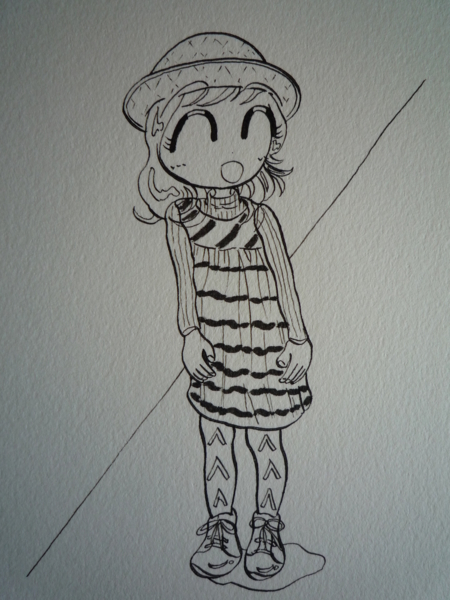 チェックワンピース＆タートルネックセーター♪（Monotone Version）