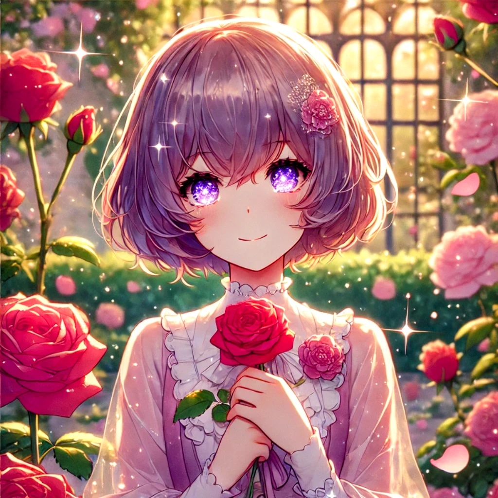 ピンクの大きなバラは、優美でロマンチックな花です。 花言葉は「愛」や「美」 この美しいバラは、心を温かくする存在です。 ロマンティックな庭に咲くピンクのバラは、愛と感謝の気持ちを伝える素敵な贈り物です。  #ロマンティック #花の美しさ #幸せ #愛情 #花が好き ..., image size:1024x1024