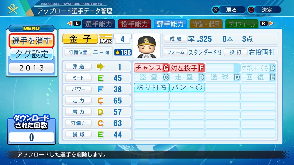 2013年 金子圭輔 パワプロ2020 - パカパワのパワプロ2024