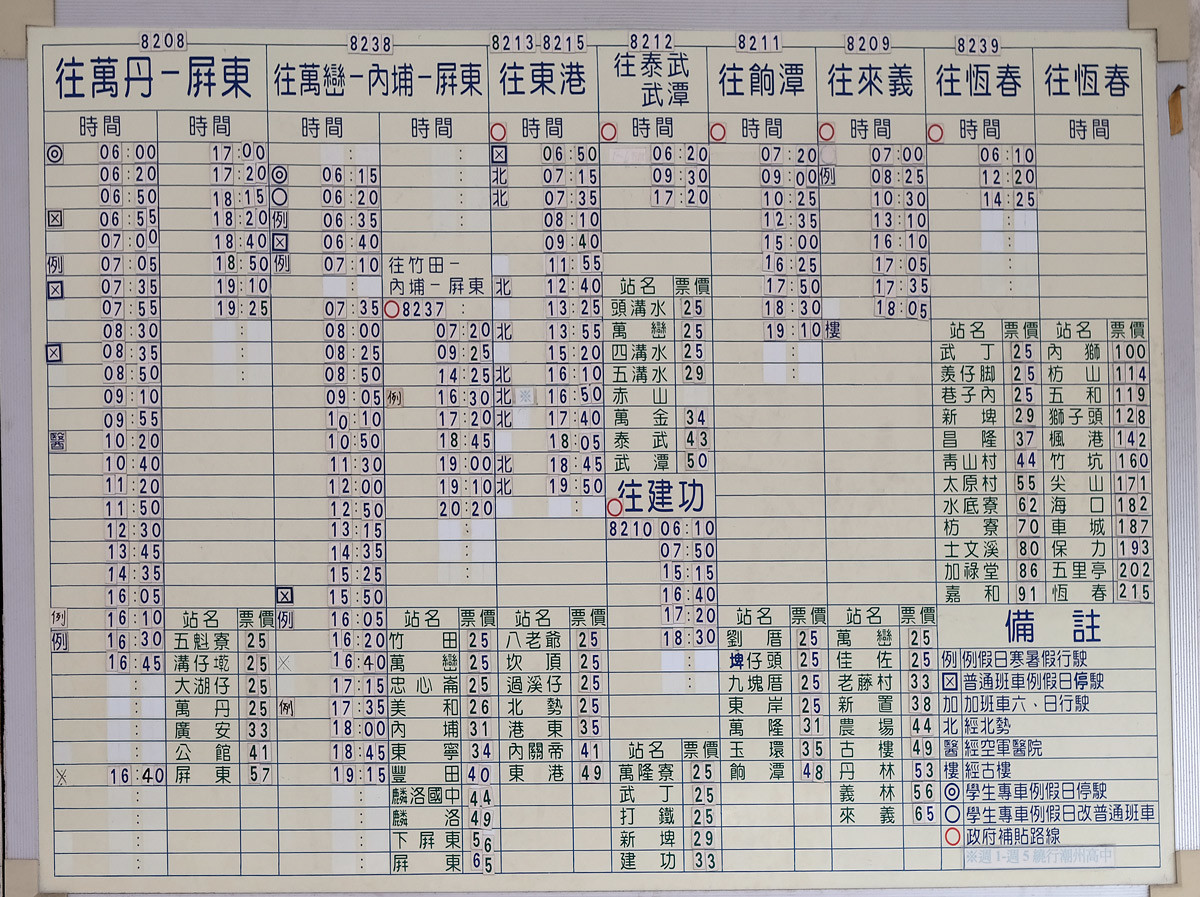 潮州轉運站の現在の時刻表