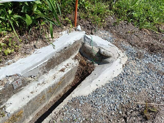 【17日・日南町：暗渠排水入口付近にたまった雑草など】