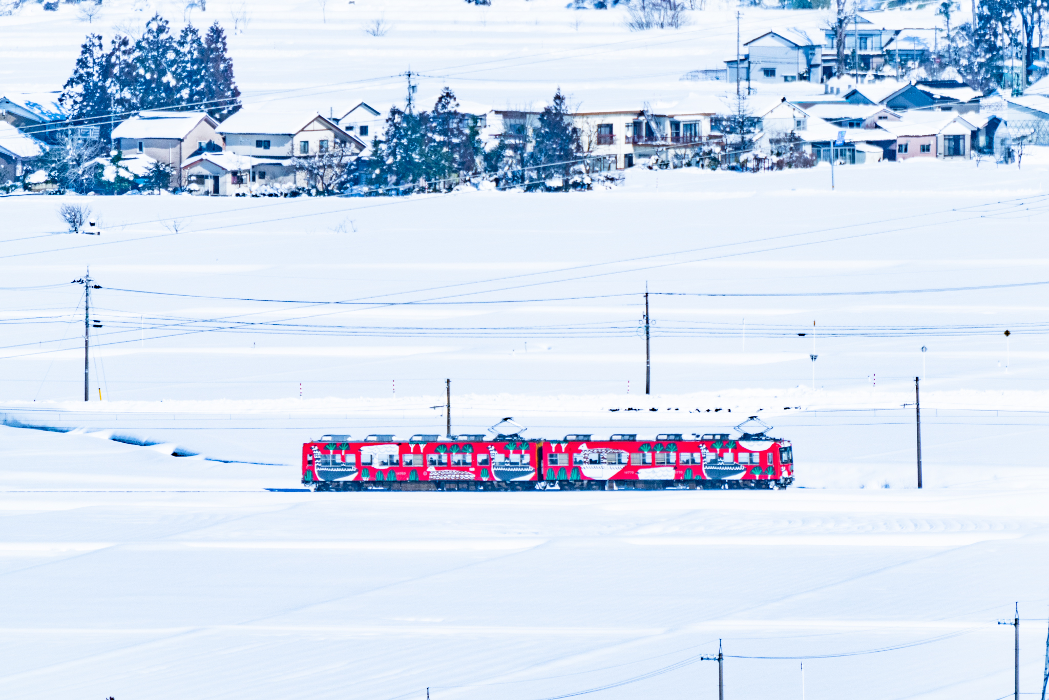雪原を走るライチョウ電車 光と風と薔薇と