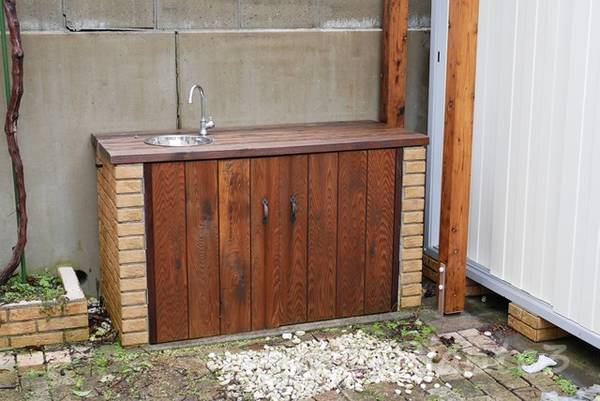 庭のガーデンシンク洗浄後正面から綺麗になった